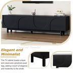 TV Stand for TVs Up to 78, Entertainment Center with Solid Wood Legs, Practical Media Console with Adjustable Shelves
