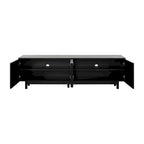 TV Stand for TVs Up to 78, Entertainment Center with Solid Wood Legs, Practical Media Console with Adjustable Shelves