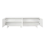 TV Stand for TVs Up to 78, Entertainment Center with Solid Wood Legs, Practical Media Console with Adjustable Shelves