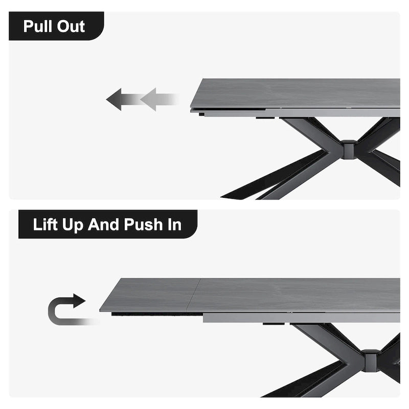110.24 Extendable Rectangular Sintered Stone Dining Table - 78.74 to 110.24