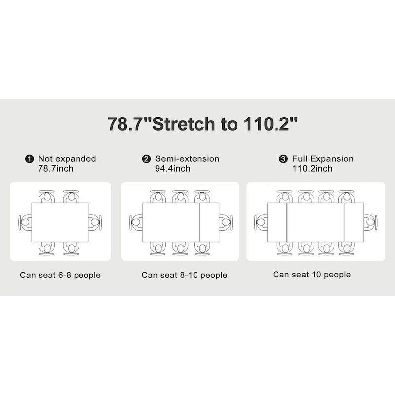 110.24 Extendable Rectangular Sintered Stone Dining Table - 78.74 to 110.24