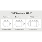 110.24 Extendable Rectangular Sintered Stone Dining Table - 78.74 to 110.24