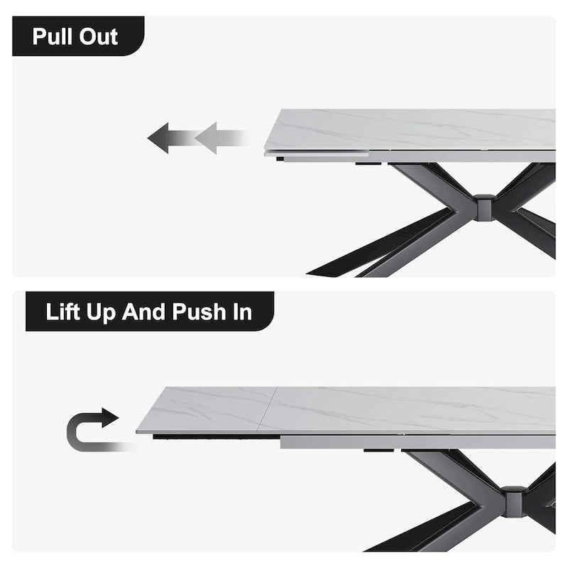 110.24 Extendable Rectangular Sintered Stone Dining Table - 78.74 to 110.24