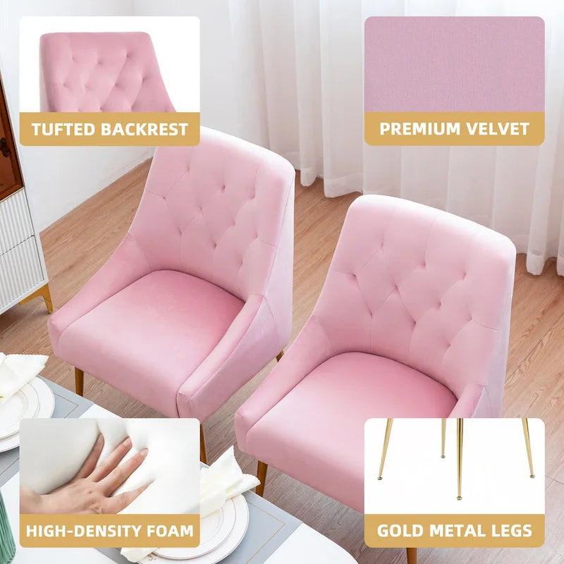 Mid-Century Modern Velvet Dining Chair, Upholstered Parsons Chair