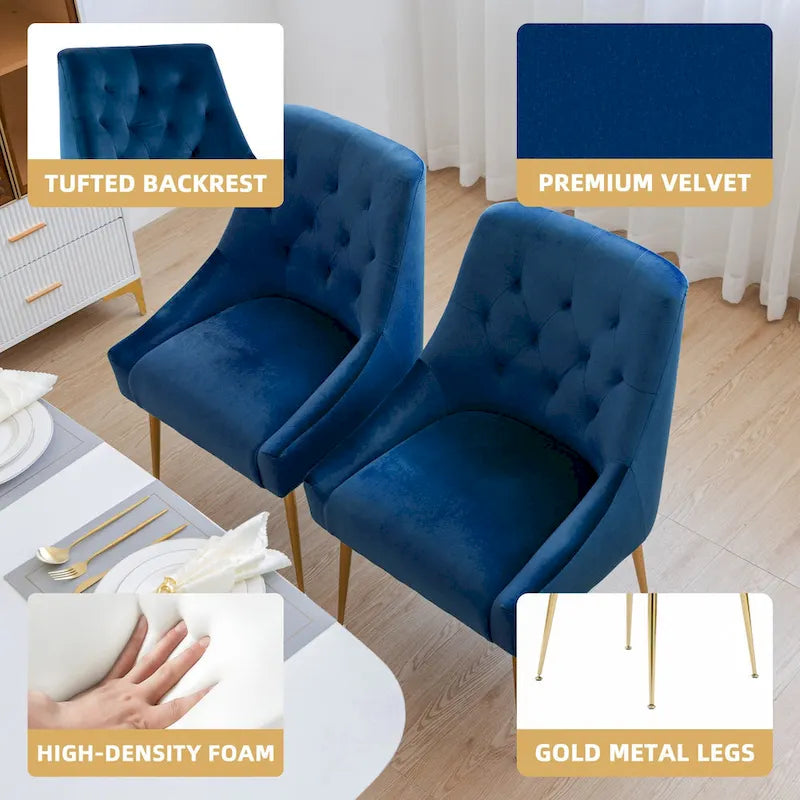 Mid-Century Modern Velvet Dining Chair, Upholstered Parsons Chair