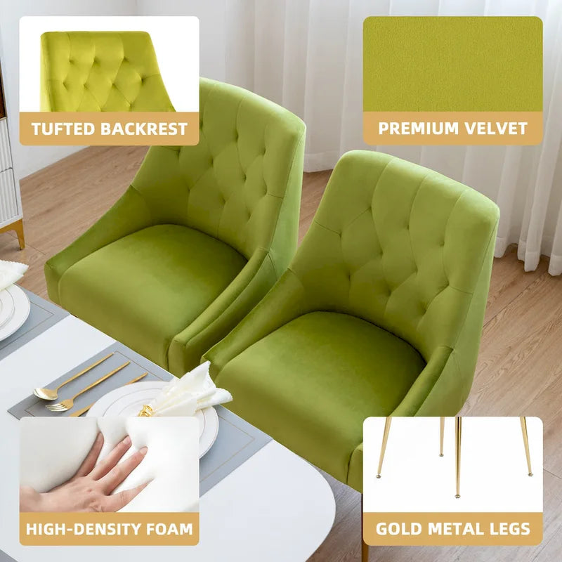 Mid-Century Modern Velvet Dining Chair, Upholstered Parsons Chair