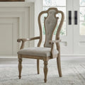 Weathered Bisque Splat Back Upholstered Arm Chair