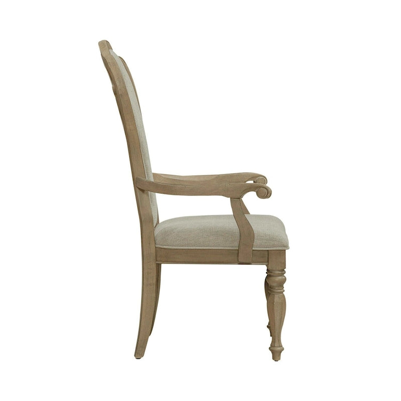 Weathered Bisque Splat Back Upholstered Arm Chair