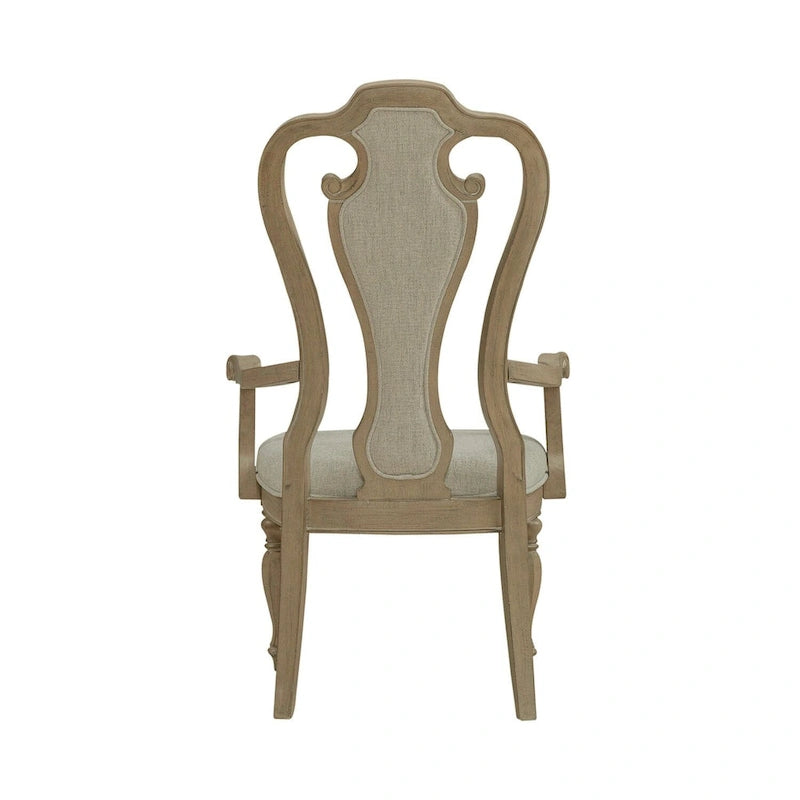 Weathered Bisque Splat Back Upholstered Arm Chair