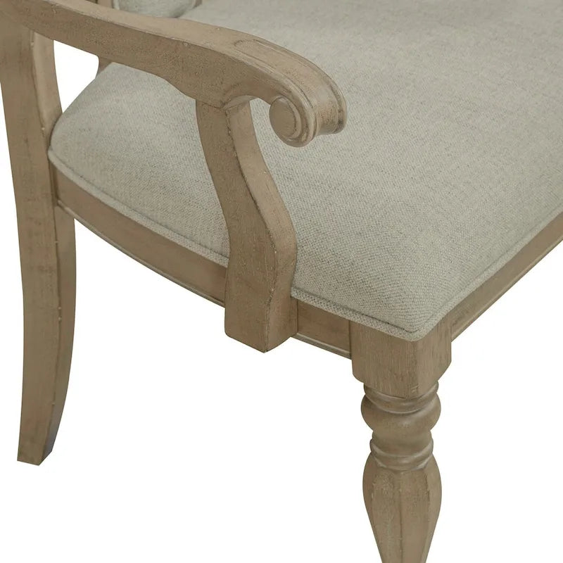 Weathered Bisque Splat Back Upholstered Arm Chair