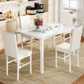 Modern Style 5-Piece Dining Room Table Set with Tempered Glass Tabletop and 4 Diamond Stitching PU Leather Dining Chairs