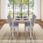 Modern Style 5-Piece Dining Room Table Set with Tempered Glass Tabletop and 4 Diamond Stitching PU Leather Dining Chairs