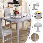 Modern Style 5-Piece Dining Room Table Set with Tempered Glass Tabletop and 4 Diamond Stitching PU Leather Dining Chairs