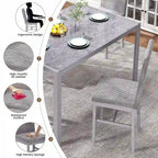 Modern Style 5-Piece Dining Room Table Set with Tempered Glass Tabletop and 4 Diamond Stitching PU Leather Dining Chairs