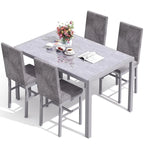 Modern Style 5-Piece Dining Room Table Set with Tempered Glass Tabletop and 4 Diamond Stitching PU Leather Dining Chairs