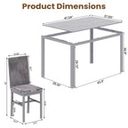 Modern Style 5-Piece Dining Room Table Set with Tempered Glass Tabletop and 4 Diamond Stitching PU Leather Dining Chairs