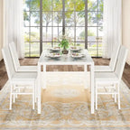 Modern Style 5-Piece Dining Room Table Set with Tempered Glass Tabletop and 4 Diamond Stitching PU Leather Dining Chairs