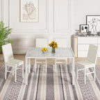 Modern Style 5-Piece Dining Room Table Set with Tempered Glass Tabletop and 4 Diamond Stitching PU Leather Dining Chairs