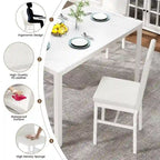 Modern Style 5-Piece Dining Room Table Set with Tempered Glass Tabletop and 4 Diamond Stitching PU Leather Dining Chairs