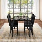 Modern Style 5-Piece Dining Room Table Set with Tempered Glass Tabletop and 4 Diamond Stitching PU Leather Dining Chairs