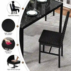 Modern Style 5-Piece Dining Room Table Set with Tempered Glass Tabletop and 4 Diamond Stitching PU Leather Dining Chairs