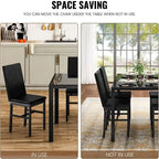 Modern Style 5-Piece Dining Room Table Set with Tempered Glass Tabletop and 4 Diamond Stitching PU Leather Dining Chairs