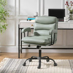 Auberon Modern Faux Leather Swivel Office Chair with Ergonomic Design and Metal Legs by HULALA HOME