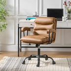 Auberon Modern Faux Leather Swivel Office Chair with Ergonomic Design and Metal Legs by HULALA HOME