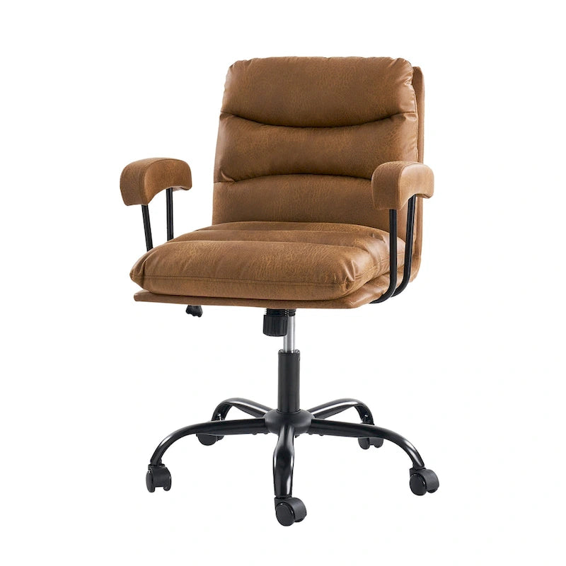 Auberon Modern Faux Leather Swivel Office Chair with Ergonomic Design and Metal Legs by HULALA HOME