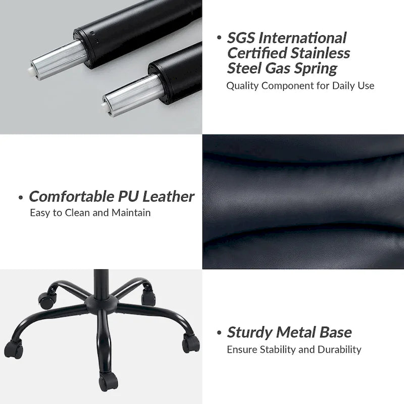 Auberon Modern Faux Leather Swivel Office Chair with Ergonomic Design and Metal Legs by HULALA HOME