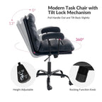 Auberon Modern Faux Leather Swivel Office Chair with Ergonomic Design and Metal Legs by HULALA HOME