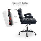 Auberon Modern Faux Leather Swivel Office Chair with Ergonomic Design and Metal Legs by HULALA HOME