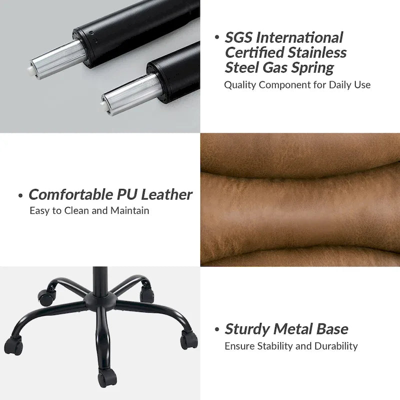 Auberon Modern Faux Leather Swivel Office Chair with Ergonomic Design and Metal Legs by HULALA HOME