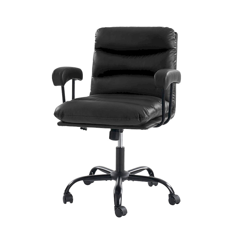 Auberon Modern Faux Leather Swivel Office Chair with Ergonomic Design and Metal Legs by HULALA HOME