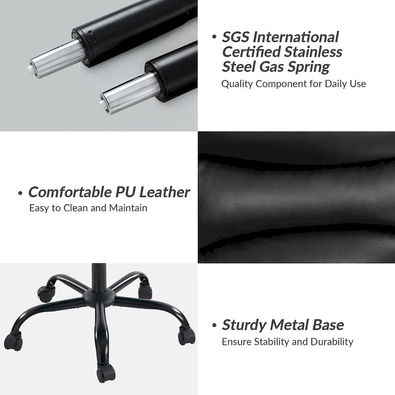 Auberon Modern Faux Leather Swivel Office Chair with Ergonomic Design and Metal Legs by HULALA HOME