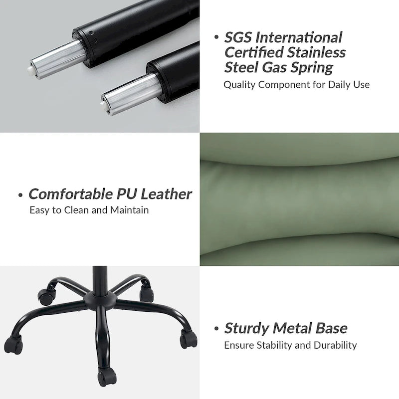 Auberon Modern Faux Leather Swivel Office Chair with Ergonomic Design and Metal Legs by HULALA HOME