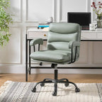 Auberon Modern Faux Leather Swivel Office Chair with Ergonomic Design and Metal Legs by HULALA HOME