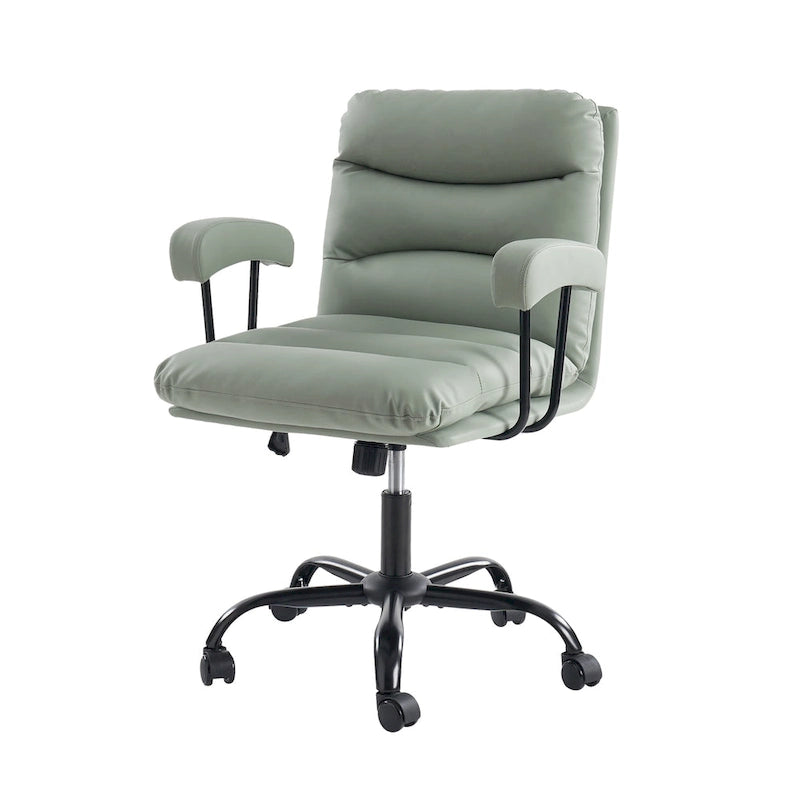 Auberon Modern Faux Leather Swivel Office Chair with Ergonomic Design and Metal Legs by HULALA HOME