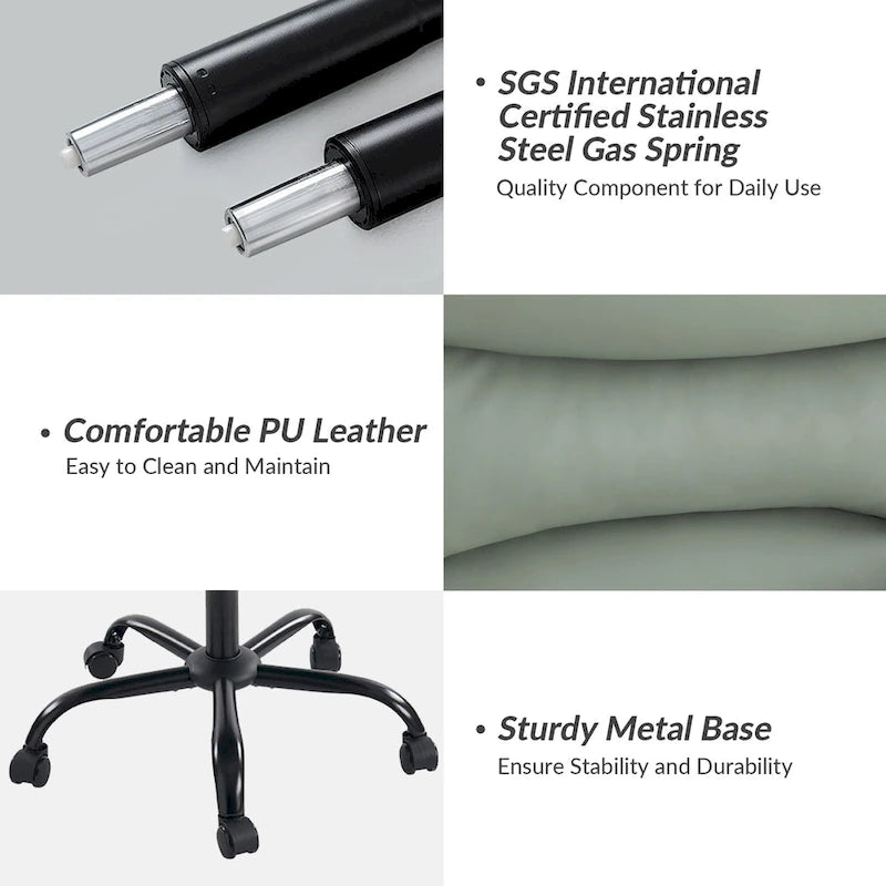 Auberon Modern Faux Leather Swivel Office Chair with Ergonomic Design and Metal Legs by HULALA HOME