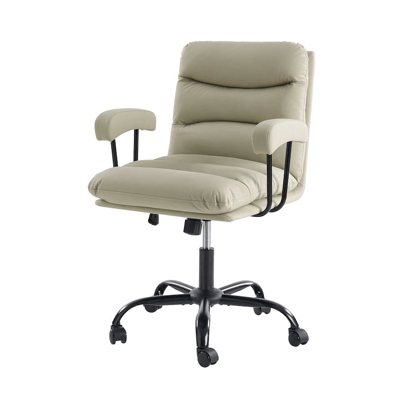 Auberon Modern Faux Leather Swivel Office Chair with Ergonomic Design and Metal Legs by HULALA HOME