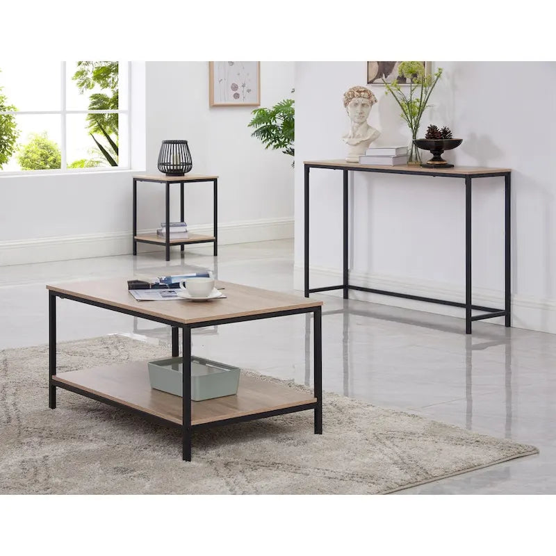 Home Imports Emporium Meghan 3 Piece Metal Coffee Table Set - Natural, Black