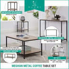 Home Imports Emporium Meghan 3 Piece Metal Coffee Table Set - Natural, Black