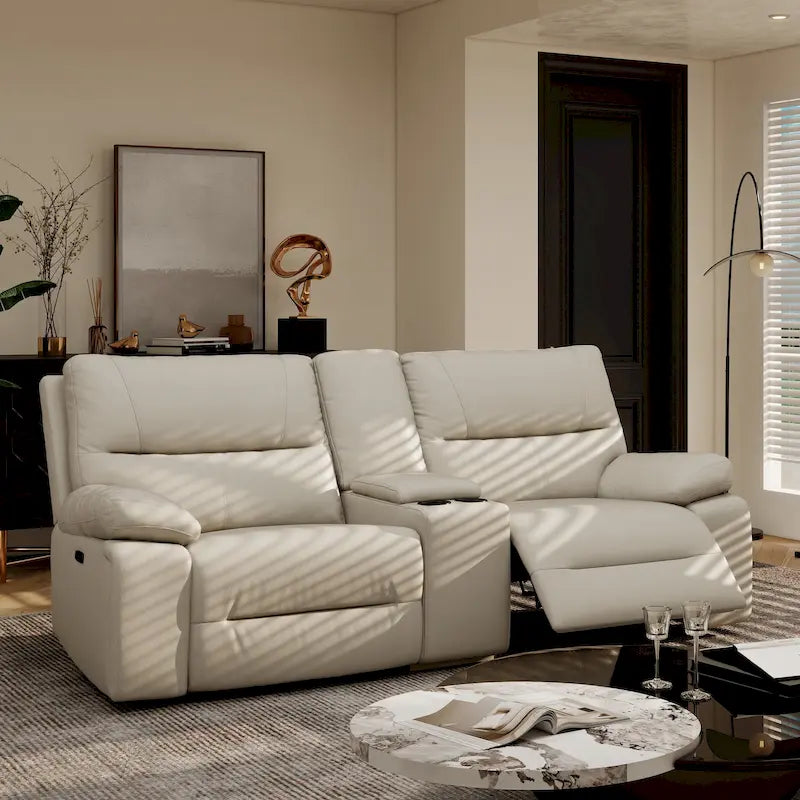 79 Leather Power Reclining Loveseat with Console
