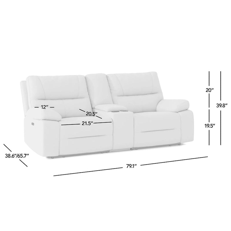  79 2-Piece Leather Power Reclining Loveseat with Console and Cup Holders
