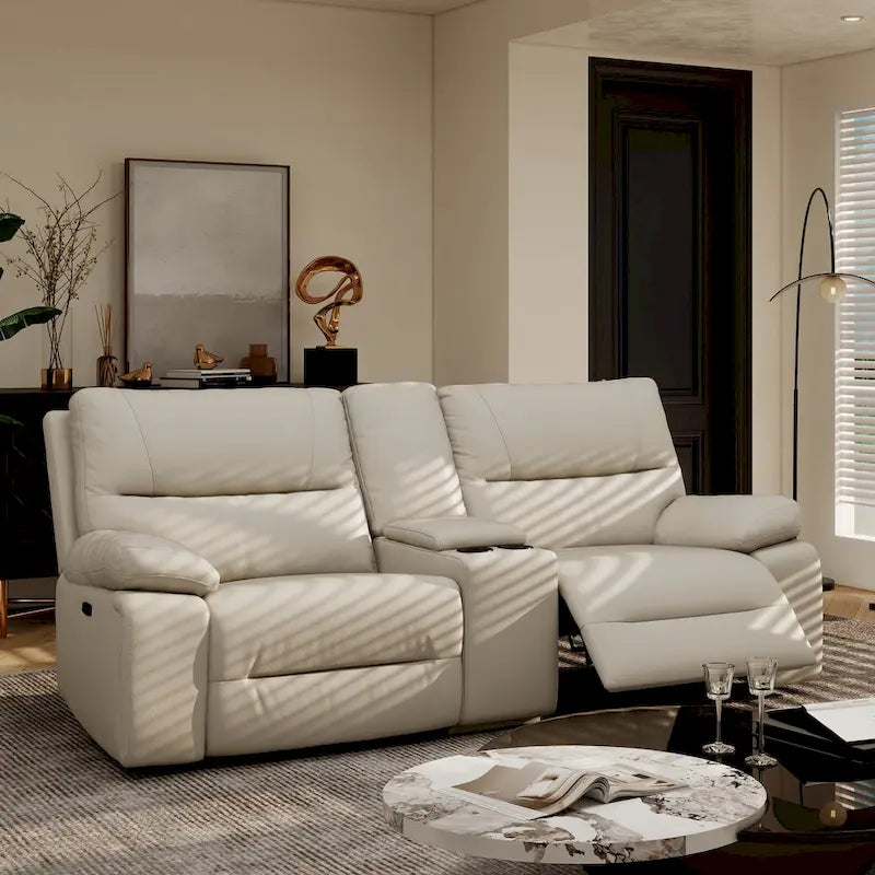 79 Leather Power Reclining Loveseat with Console