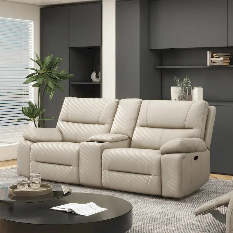 79 Leather Power Reclining Loveseat with Console