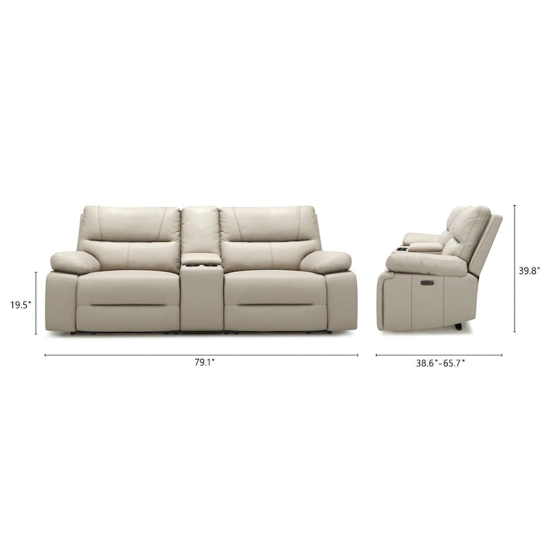 79 Leather Power Reclining Loveseat with Console