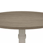 59 Inch Dining Table, Round Top with Pedestal Base, White, Gray