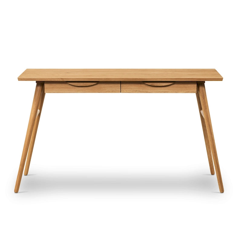 Poly & Bark Etta Office Desk - Solid Wood with Two Softclose Drawers