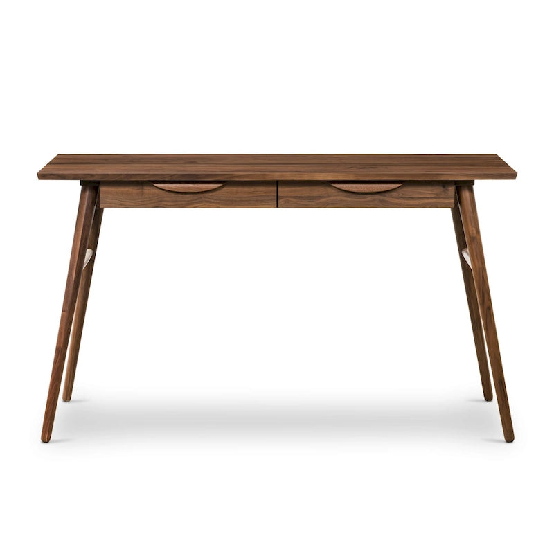 Poly & Bark Etta Office Desk - Solid Wood with Two Softclose Drawers